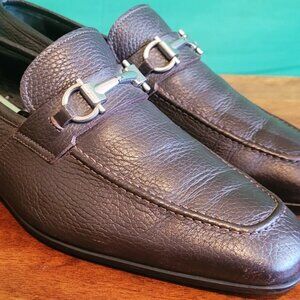 Authentic Salvatore Ferragamo  Brown Leather Men's Loafer Dress  Size 9.5 2E